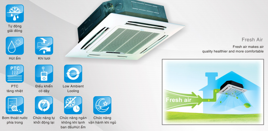 Top điều hòa âm trần 28000BTU chất lượng tốt cho dự án công trình